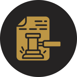 Legal document with gavel illustration.