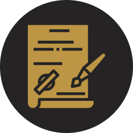 Document with pen and signature icon.