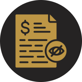 Financial document with privacy symbol.